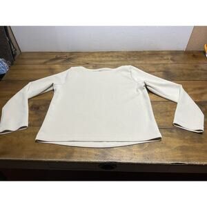 Aday Getaway Scuba Pullover Top Oat Sand Cream Medium Boat Neck